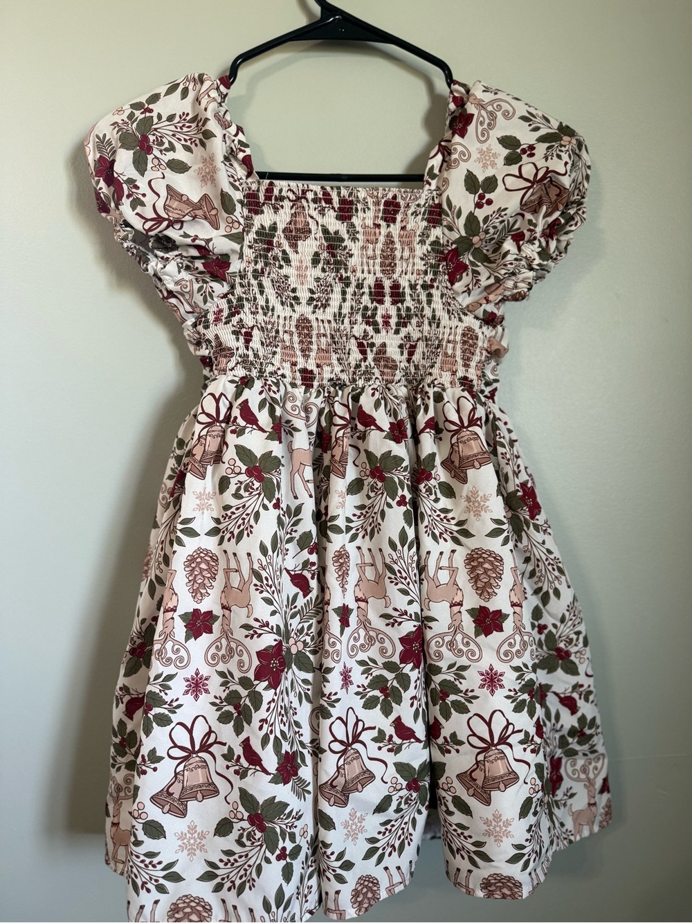 Catherine Malandrino White Dress with Red and Green Holiday Print - Picture 3 of 4